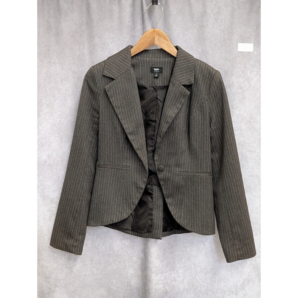 Mossimo Pinstripe Blazer Women Small‎ Brown (C120)